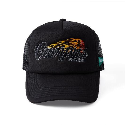 Road Trip Trucker Snapback Hat (Black/Black)